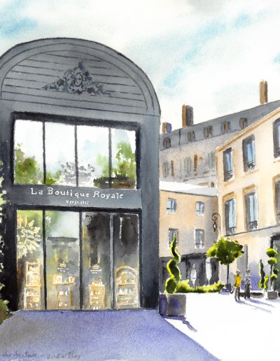 Aquarelle de la cour des Senteurs Versailles